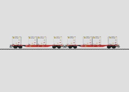 Marklin47076 Набор 4-х осных контейнерных платформ с контейнерами WoodTainer XS (DB AG) Ep.VI H0