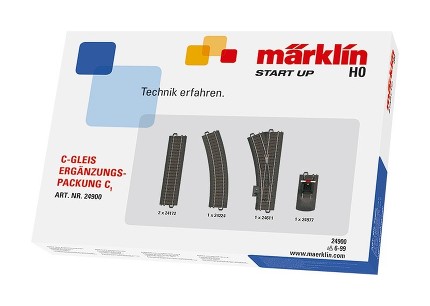 Marklin24900 Набор рельс С1 ( прямые 2штуки+ радиус 1штука+ стрелка+тупик) H0